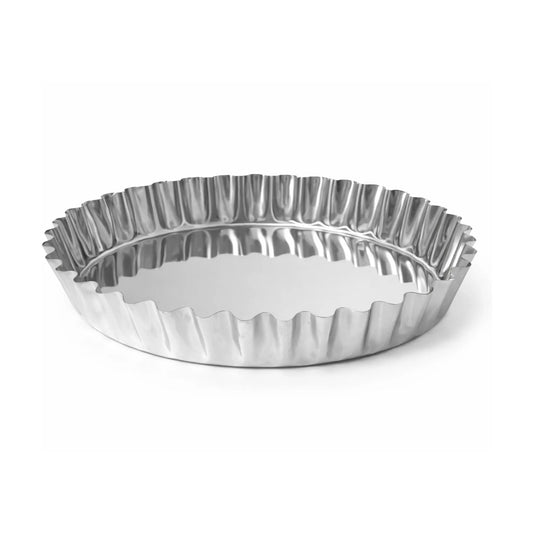 Inel perforat pentru tartă din inox AISI 304, cu margini canelate, de 240 mm