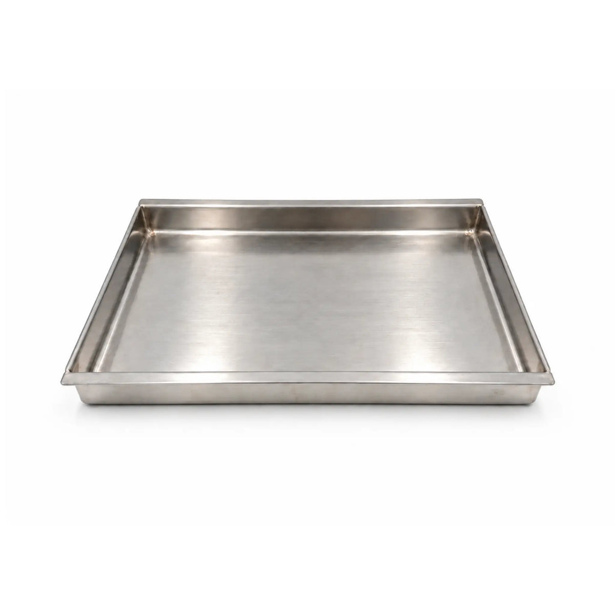 Tavă profesională din inox alimentar AISI 304, prevăzută cu șină pe lățime, grosime 0.8mm, dimensiuni 325x530x40mm, ideală pentru copt și gătit.